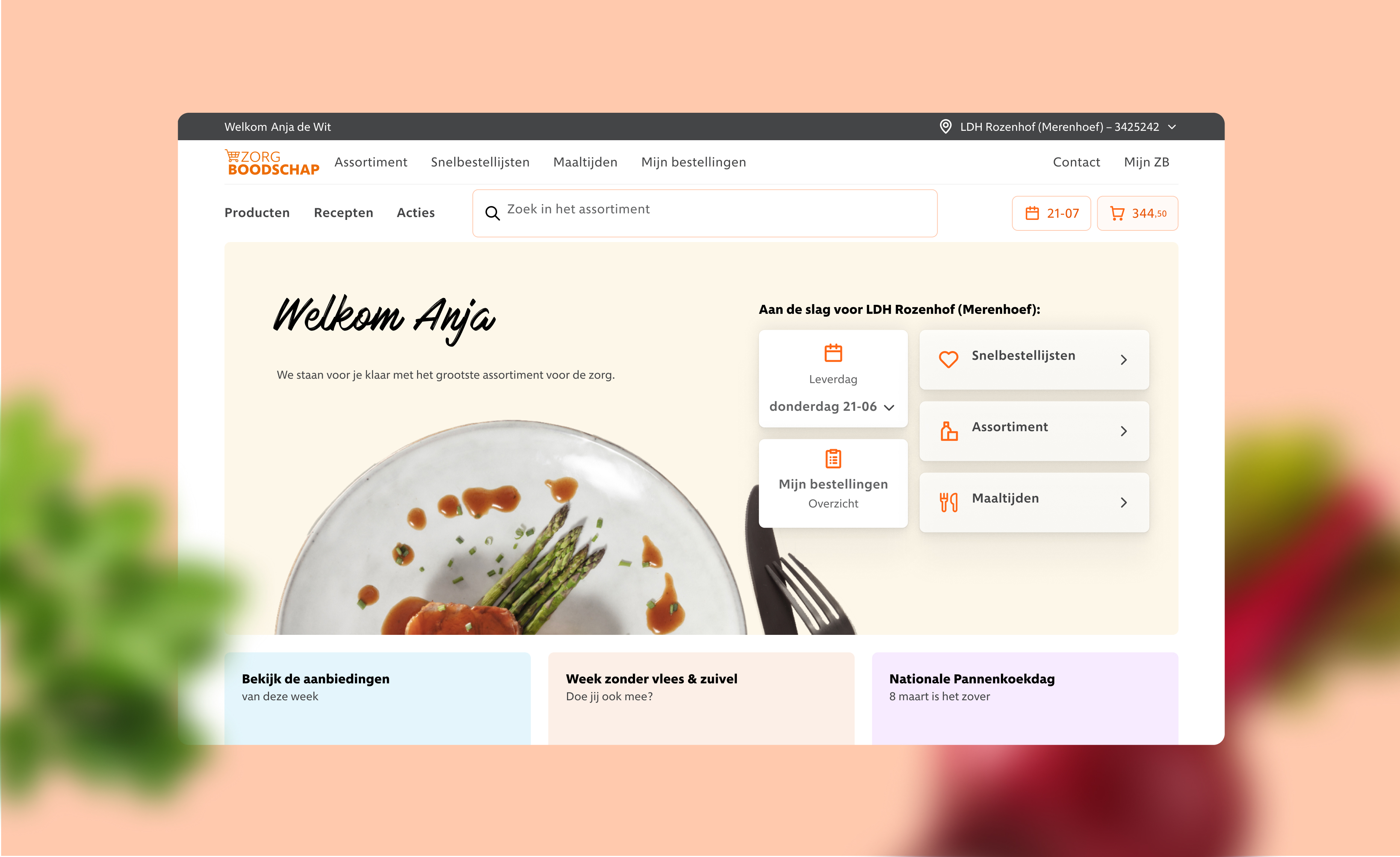 Zorgboodschap welkompagina