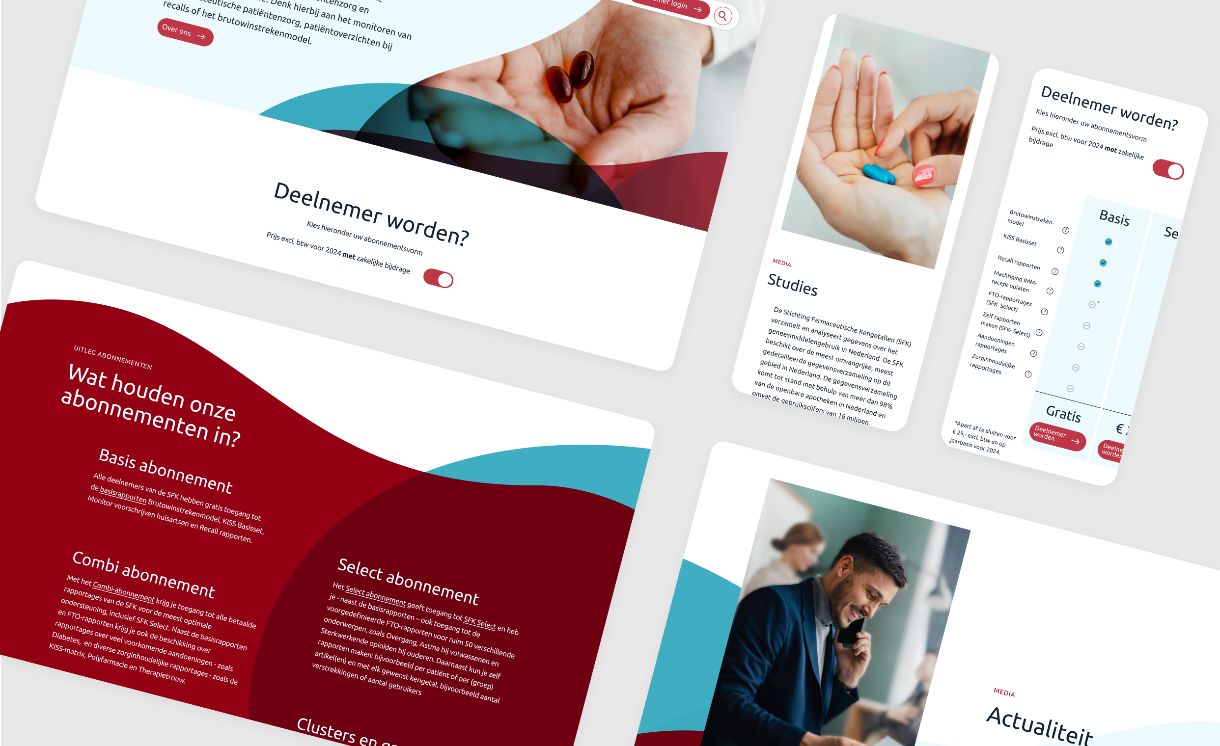Screenshots van SFK website op meerdere devices