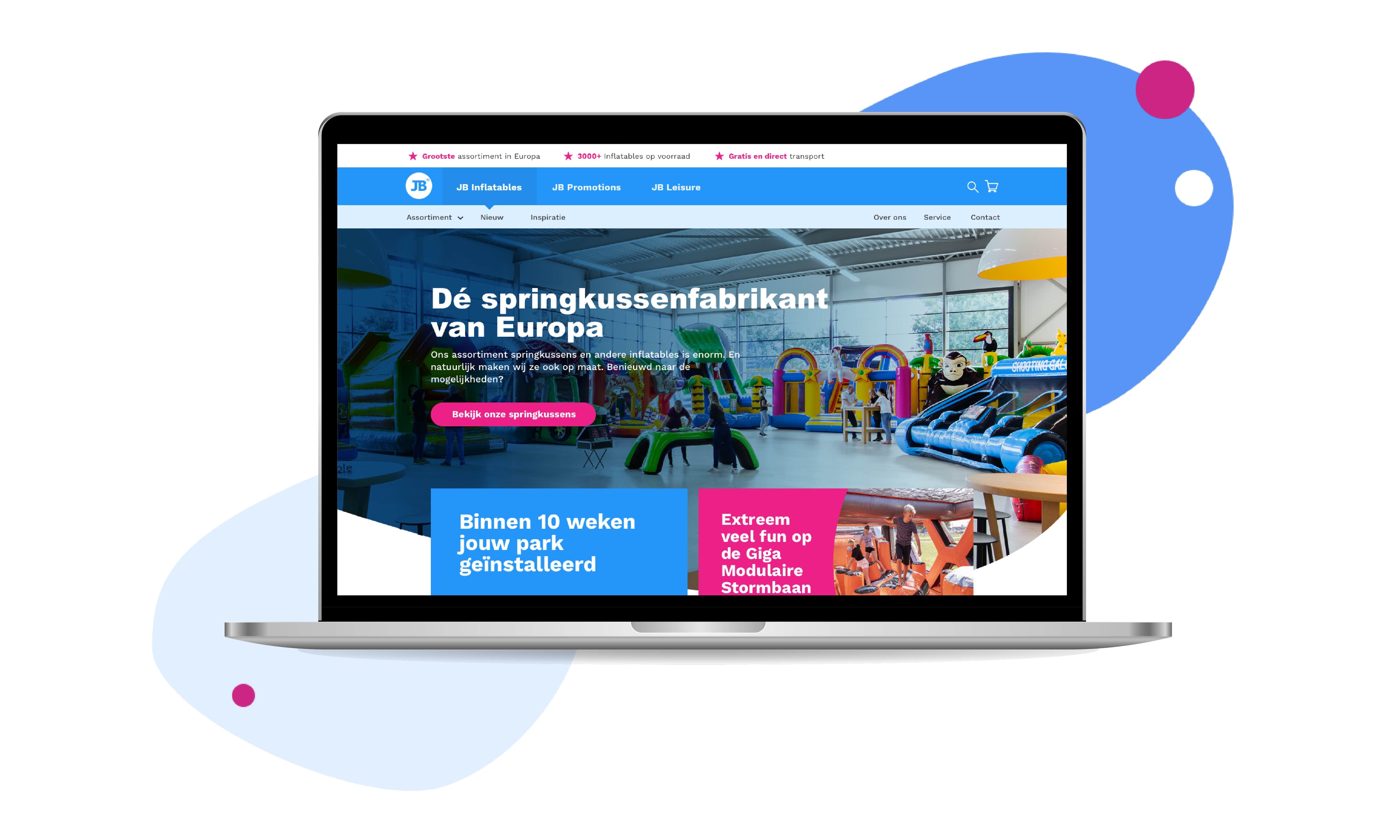Voorbeeld van de JB Inflatables website
