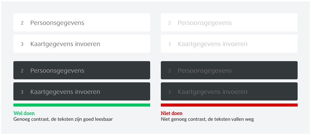 Afbeelding waarbij het belang van voldoende contrast wordt gedemonstreerd