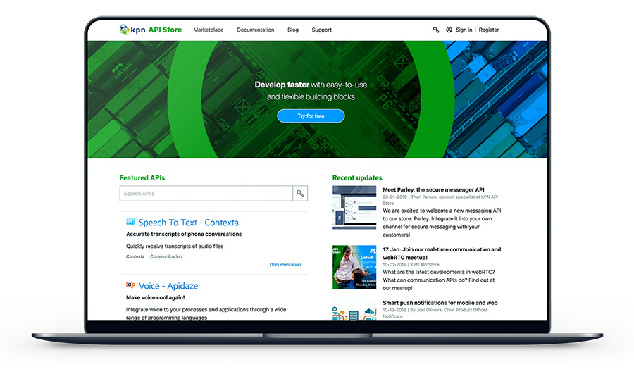 Afbeelding van de KPN api-store in een macbook
