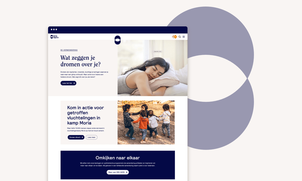 Voorbeeld van de KRO-NCRV website op iPad