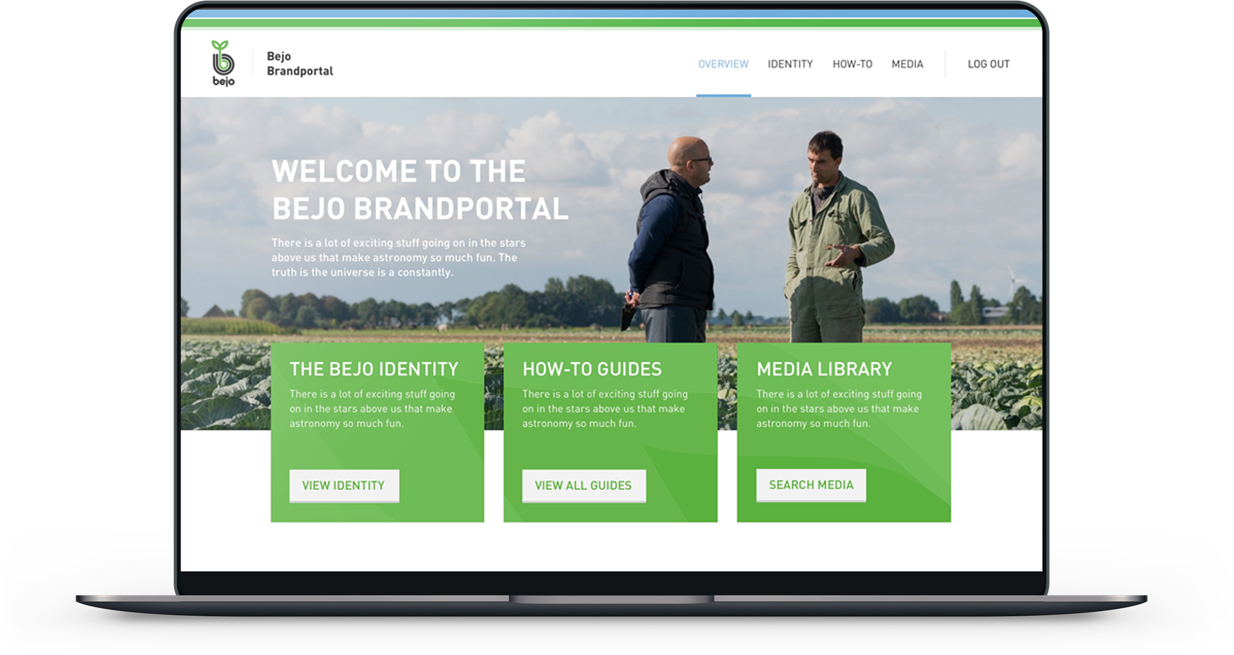 Afbeelding van de Bejo Brandportal website op een Macbook