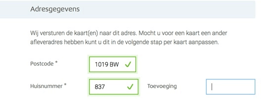Afbeelding van een formulier waarin de gebruiker continue feedback krijgt over de ingevulde informatie, goed ingevulde velden worden groen gemarkeerd en van een vinkje voorzien.