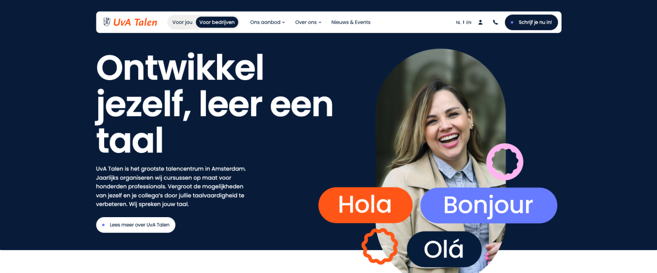 Ontwikkel jezelf, leer een taal screenshot van UVA talen
