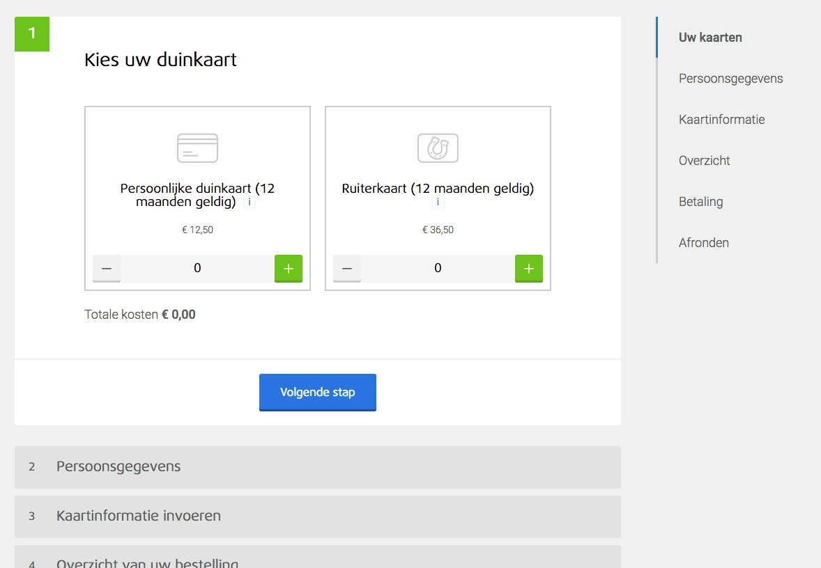 Afbeelding van de duinkaarten bestel app