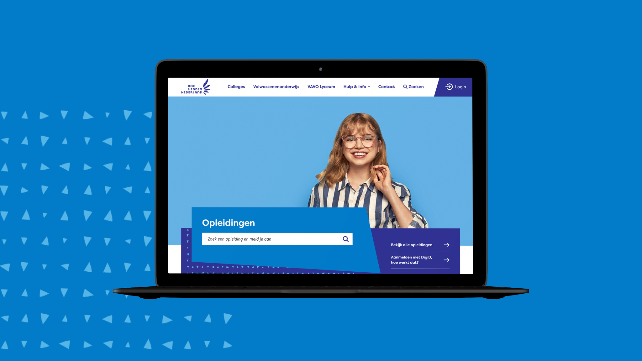 Laptopscherm met de website van ROC MN