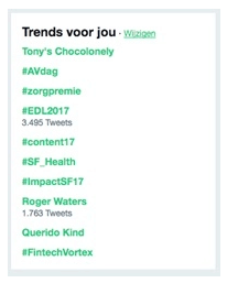 Afbeelding van een trends lijst zonder duidelijke hover status